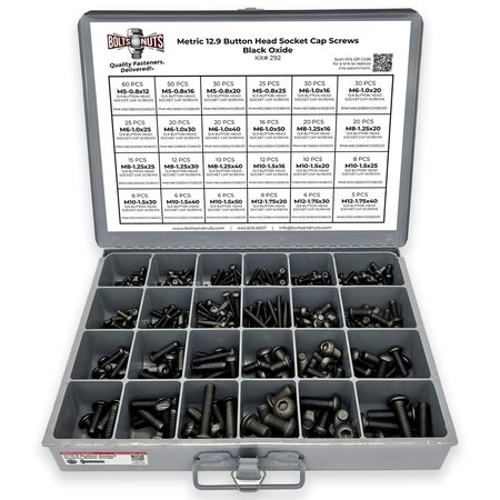 Boltsandnuts.Com Metric 12.9 Alloy Allen Button Head Socket Cap Screws Bolts Black Oxide Assortment - 453 PCS Assortment Kit #292
